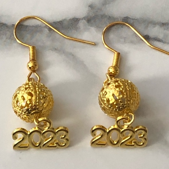New 2023 or 2024 Prom Graduation New Year’s Eve, Grad Handmade Dangling Earrings - Picture 3 of 4